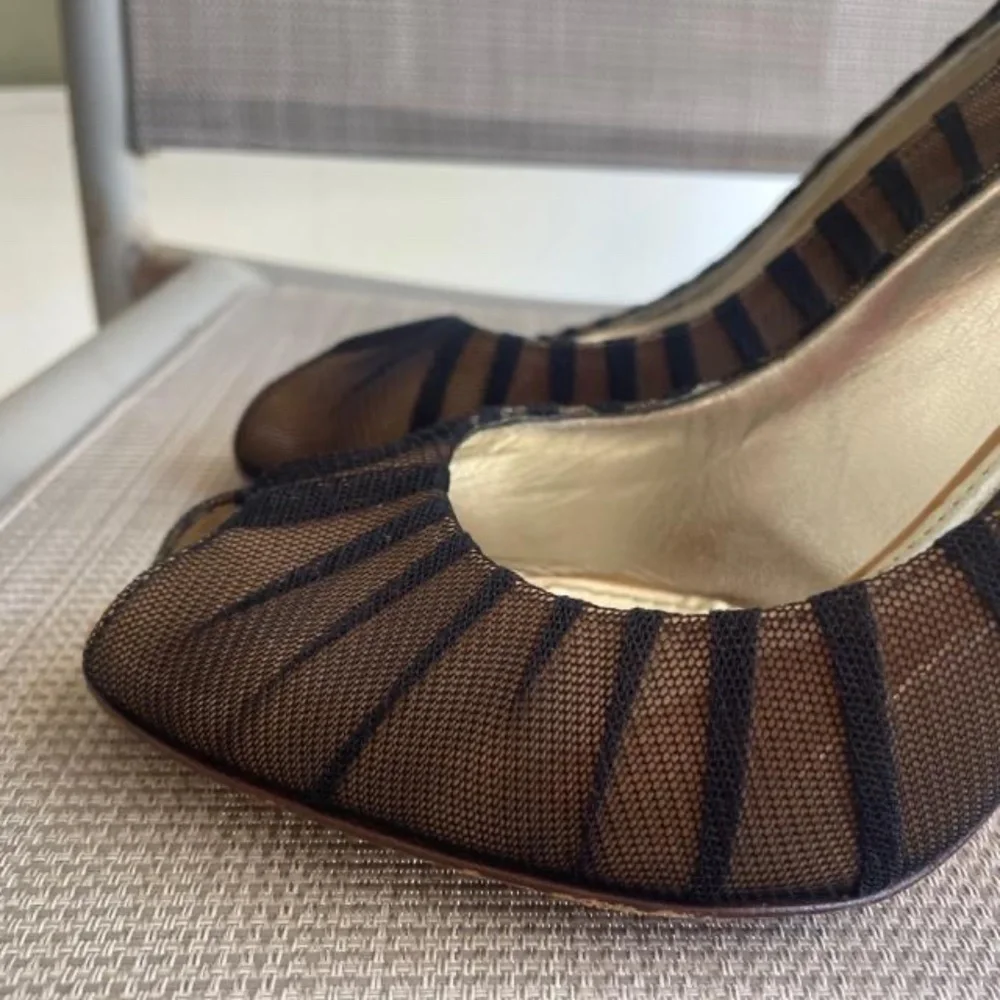 DOLCE & GABBANA Black Mesh Heels EUC - Picture 2 of 11